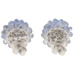 Hydrangea Briolette Floral Sapphire Cluster Earrings