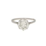 Certified Art Deco 2.59ct Transitional Cut Ring