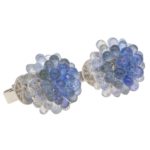 Hydrangea Briolette Floral Sapphire Cluster Earrings