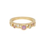 Pink Sapphire and Diamond Retro Bubble Ring