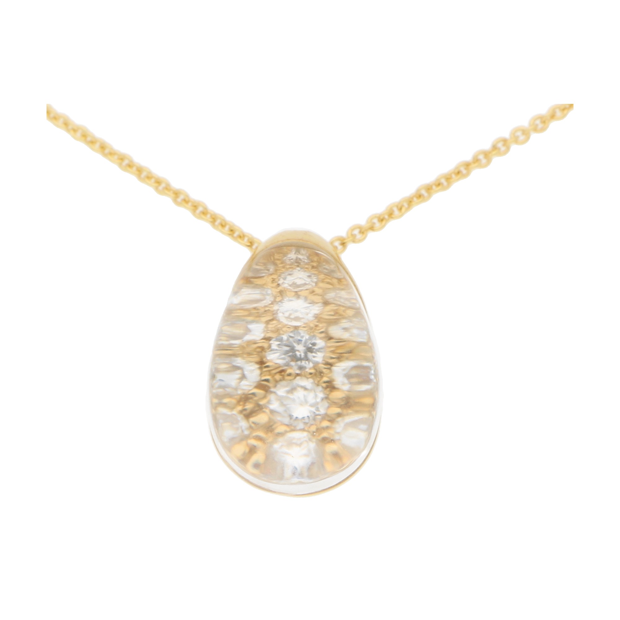 Cartier Myst Rock Crystal Diamond Yellow Gold Vintage Necklace