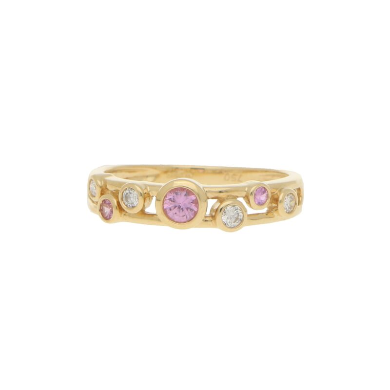 Pink Sapphire and Diamond Retro Bubble Ring