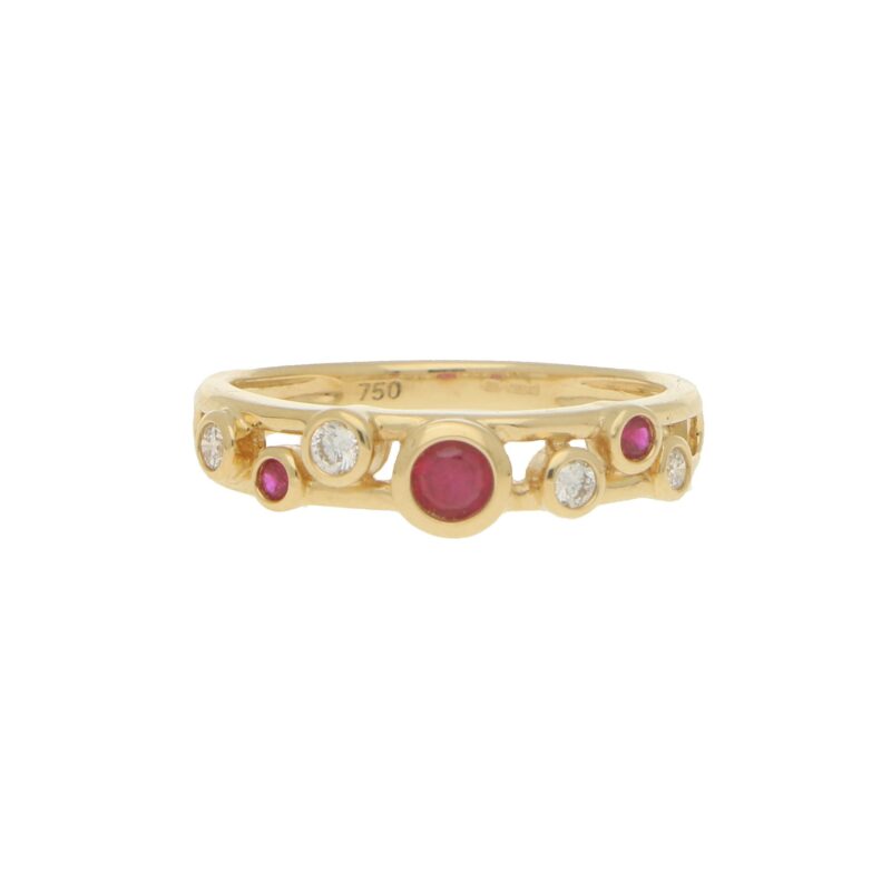 Ruby and Diamond Retro Bubble Ring