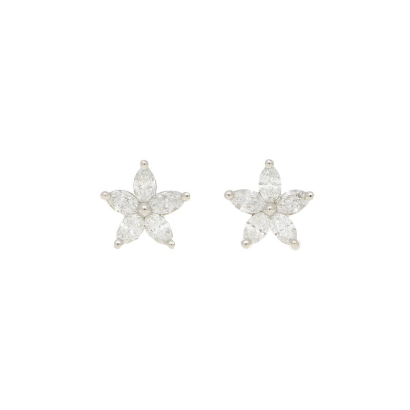 Marquise Diamond Flower Earrings