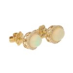 Opal and Diamond Cluster Halo Stud Earrings