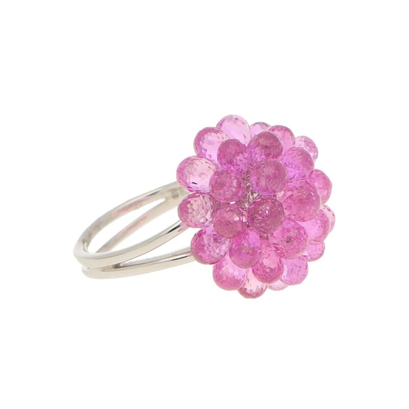 Hydrangea Briolette Pink Sapphire Cluster Ring