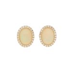 Opal and Diamond Cluster Halo Stud Earrings
