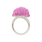 Hydrangea Briolette Pink Sapphire Cluster Ring