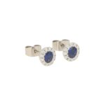 Sapphire and Diamond Cluster Halo Stud Earrings