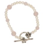 Pearl and Rose Quartz Silver Bracelet