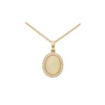 Opal and Diamond Cluster Halo Pendant