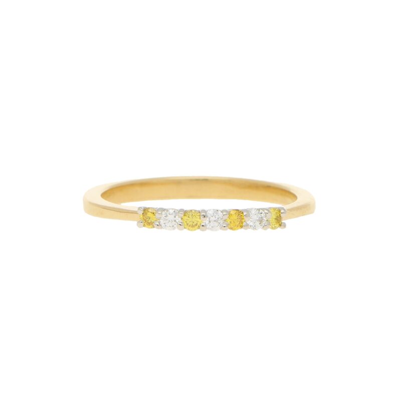 Natural Yellow Diamond Seven Stone Half Eternity Ring