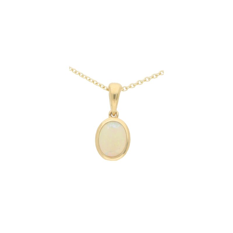 Opal Pendant Necklace Set in Yellow Gold