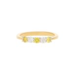 White and Natural Yellow Diamond Half Eternity Ring