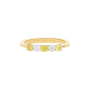 White and Natural Yellow Diamond Half Eternity Ring