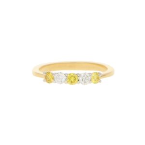 White and Natural Yellow Diamond Half Eternity Ring