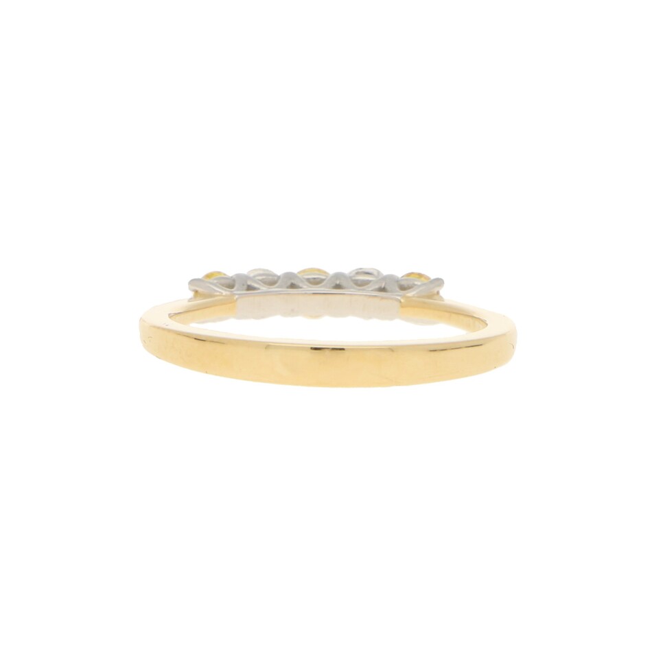White and Natural Yellow Diamond Half Eternity Ring