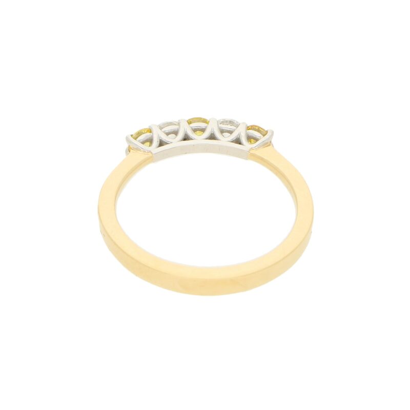 White and Natural Yellow Diamond Half Eternity Ring