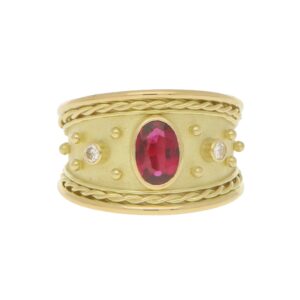 Ruby and Diamond Etruscan Revival Dress Ring