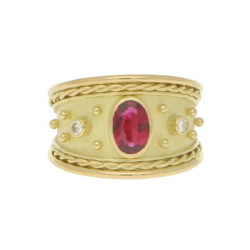 Ruby and Diamond Etruscan Revival Dress Ring