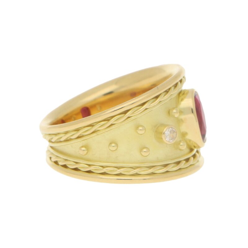 Ruby and Diamond Etruscan Revival Dress Ring