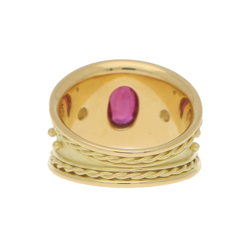 Ruby and Diamond Etruscan Revival Dress Ring