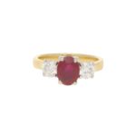 Certified Ruby and Diamond Trilogy Ring