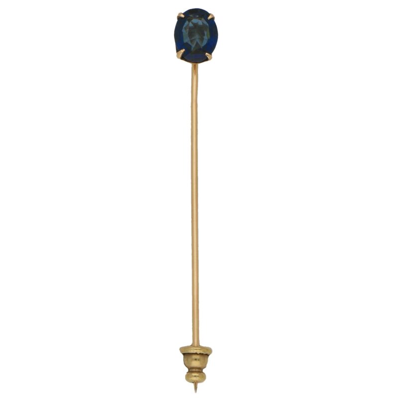 Art Deco Blue Stoned Stick Pin in 9k Gold