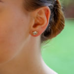 Baguette Cut Diamond Leaf Studs in Yellow Gold