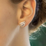 Diamond Leaf Stud Earrings in Yellow Gold