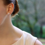 Contemporary Diamond Leaf Stud Earrings in Yellow Gold
