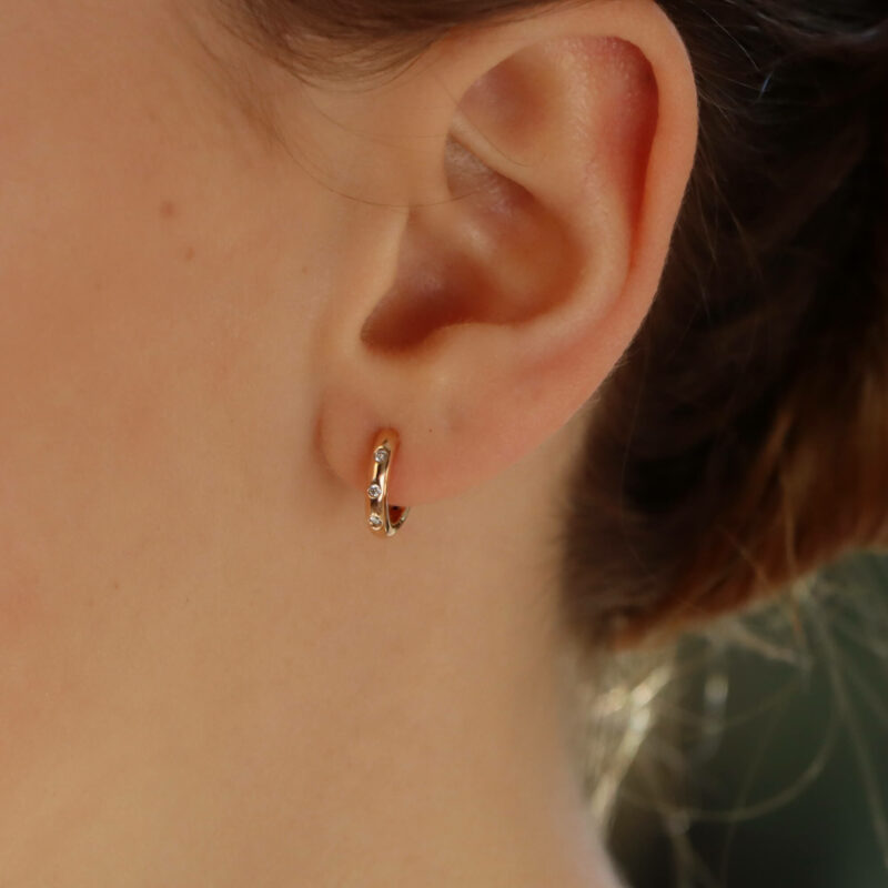 Diamond Hoop Earrings in Rose Gold