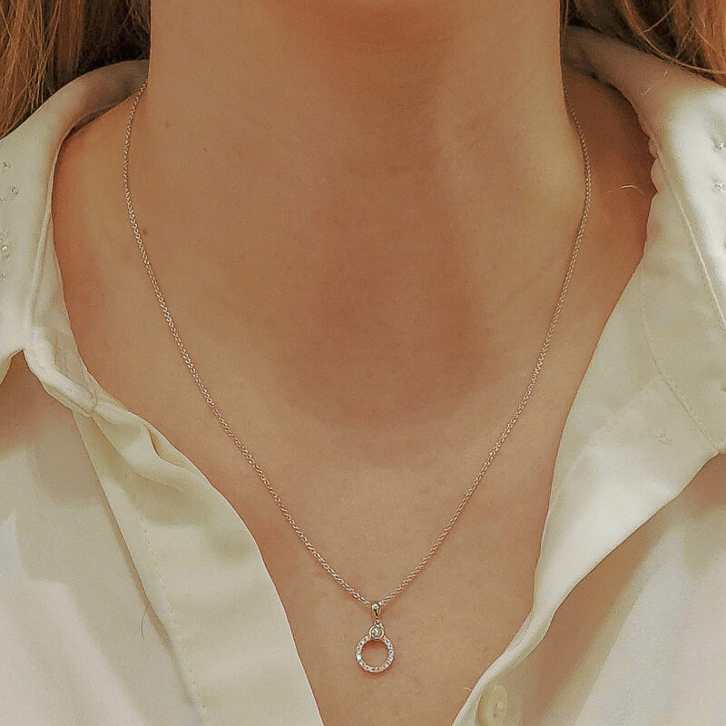 Diamond Circle Promise Ring Necklace