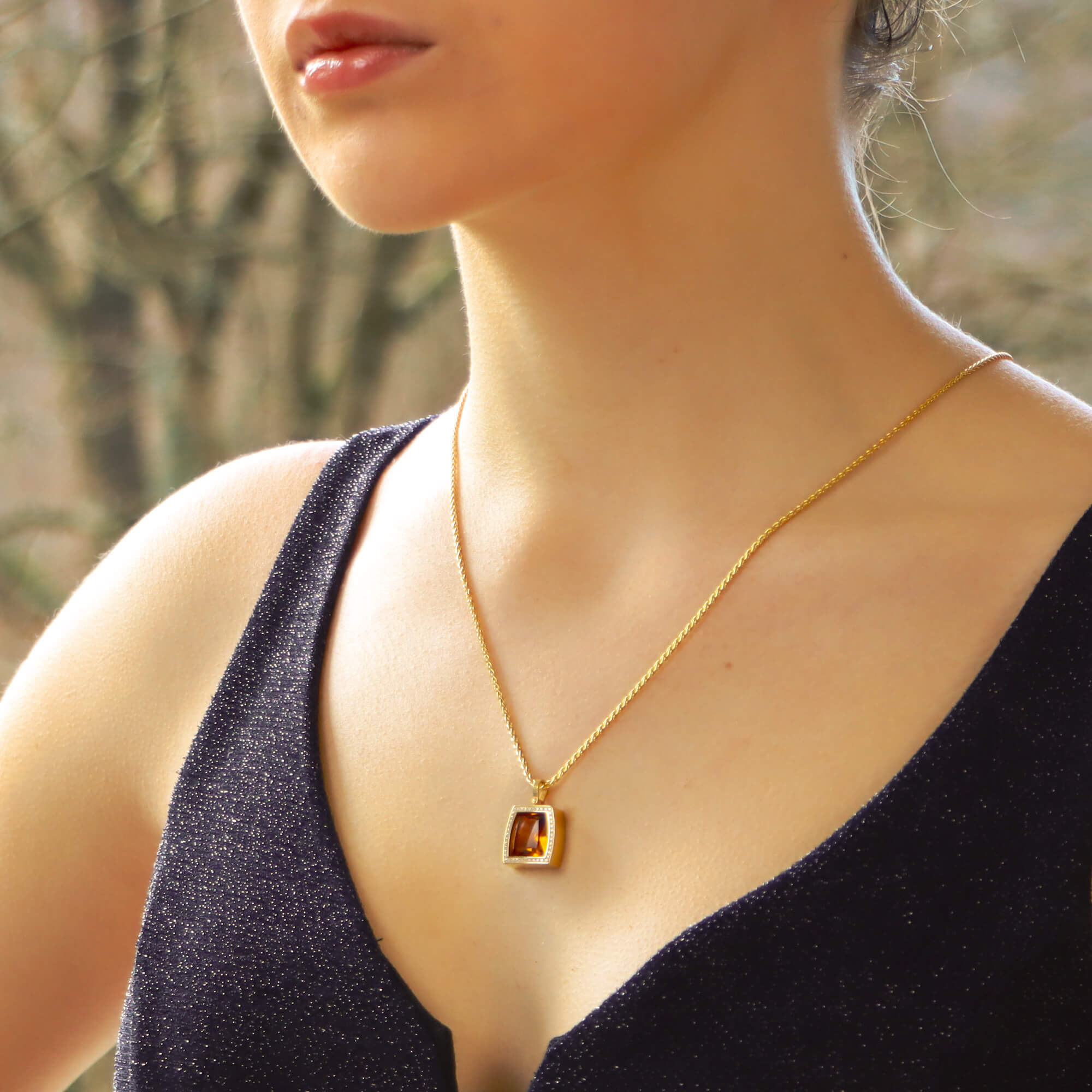 Citrine and outlet diamond necklace