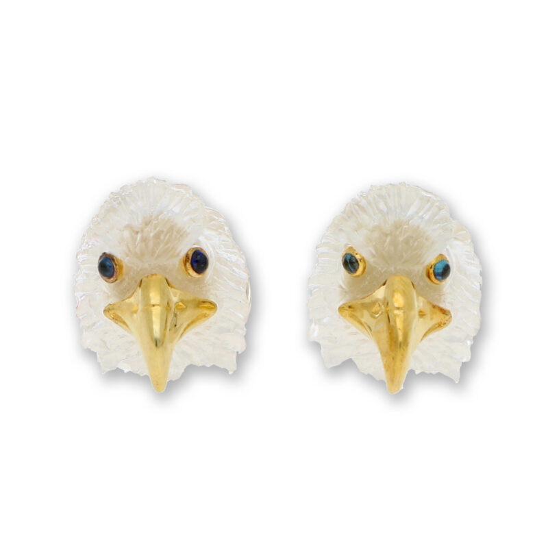 Eagle cufflinks with rock crystal carved heads