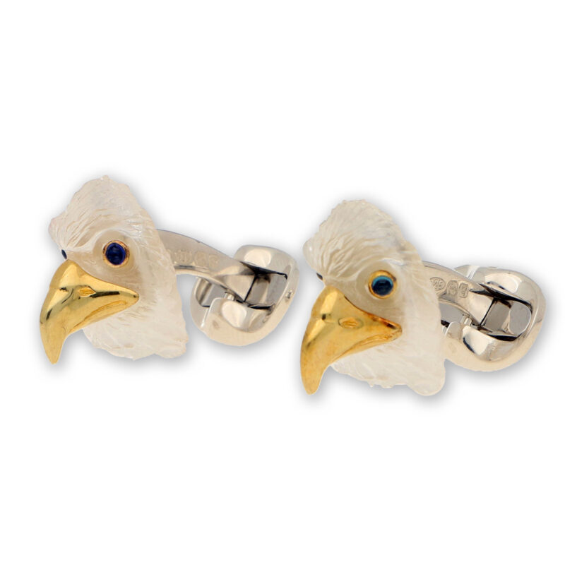 Eagle cufflinks with rock crystal carved heads