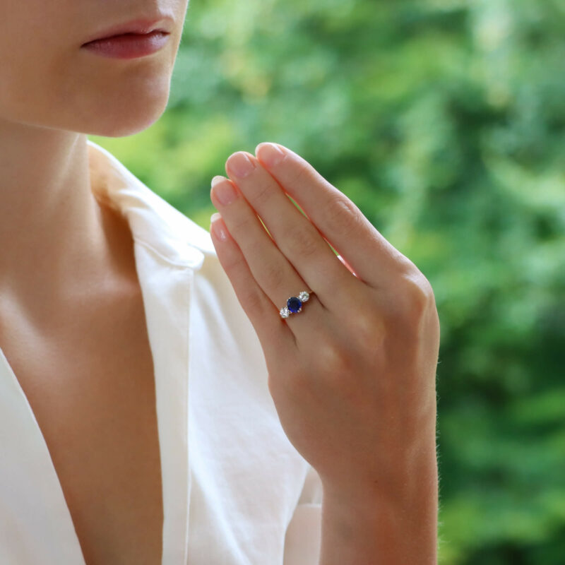 Sapphire and Diamond Trilogy Ring