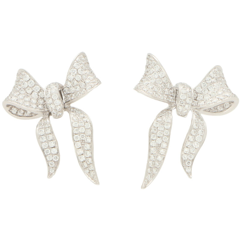 Diamond Bow Stud Earrings