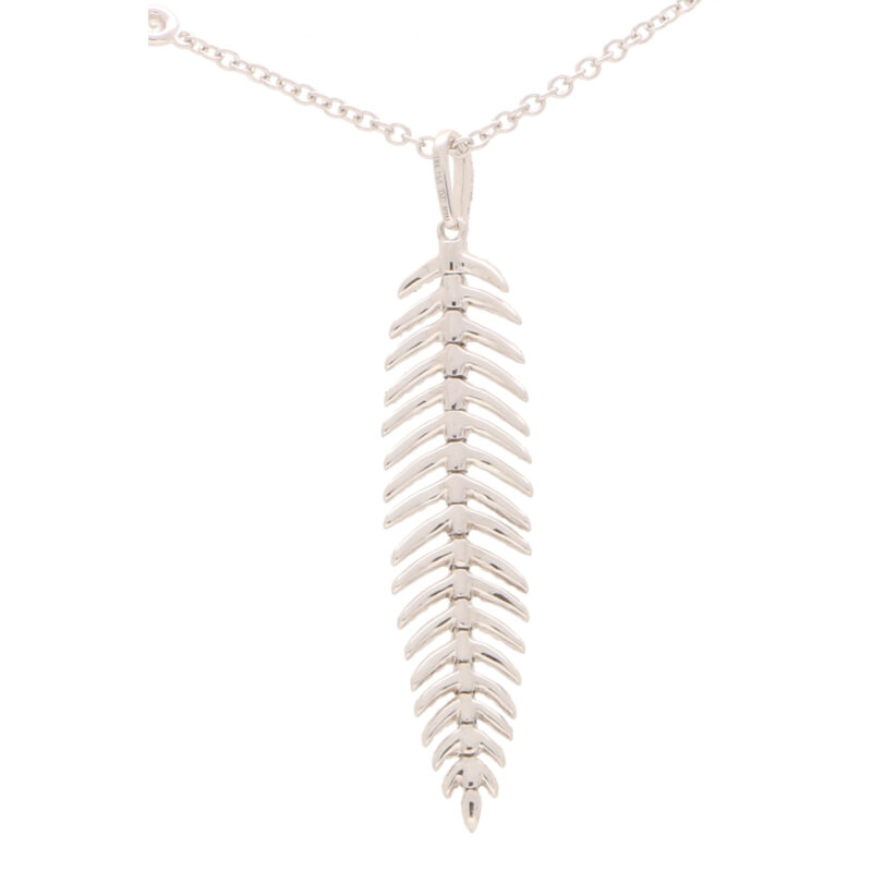 Articulated Diamond Feather Necklace in White Gold