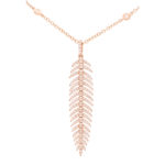 Contemporay Articulated Diamond Feather Necklace in Rose Gold