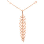 Articulated Diamond Feather Necklace in 18k Rose Gold