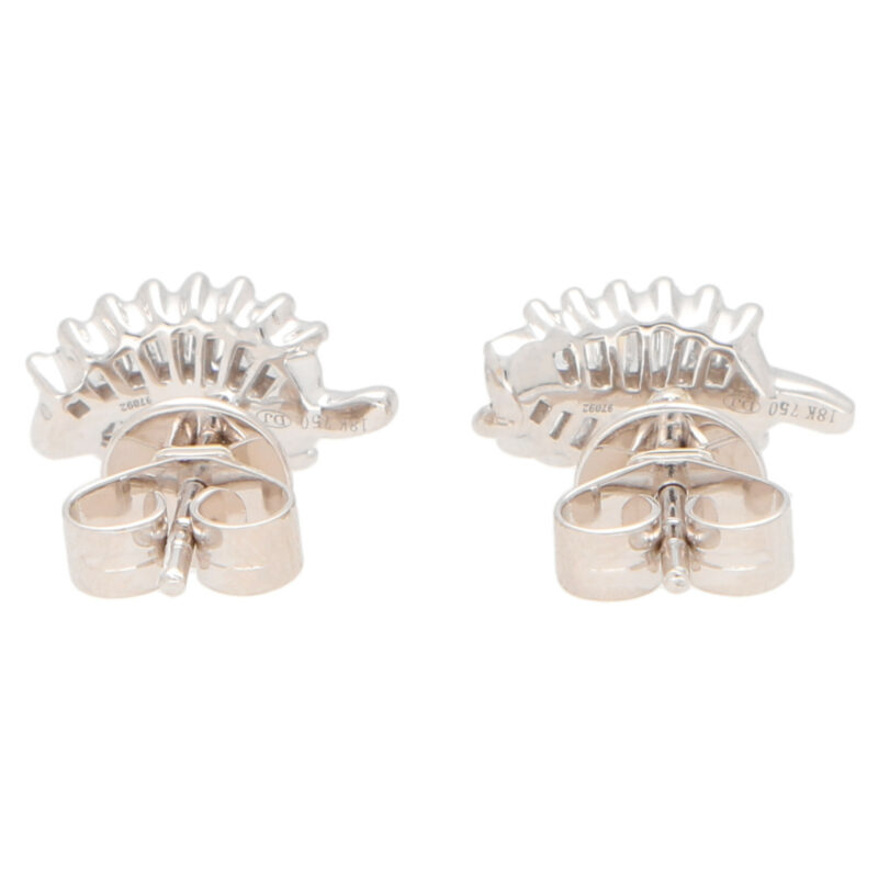 Baguette Cut Diamond Leaf Studs in White Gold