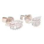 Baguette Cut Diamond Leaf Studs in White Gold