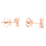 Contemporary Baguette Cut Diamond Leaf Studs in Rose Gold