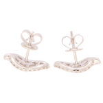Contemporary Diamond Leaf Stud Earrings in White Gold