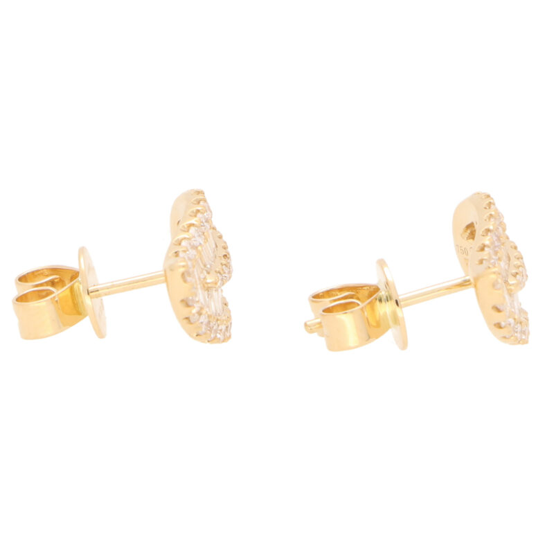 Diamond Leaf Stud Earrings in Yellow Gold