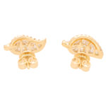 Contemporary Diamond Leaf Stud Earrings in Yellow Gold