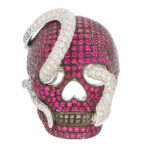 Theo Fennell Ruby and Diamond Skull and Snake Ring