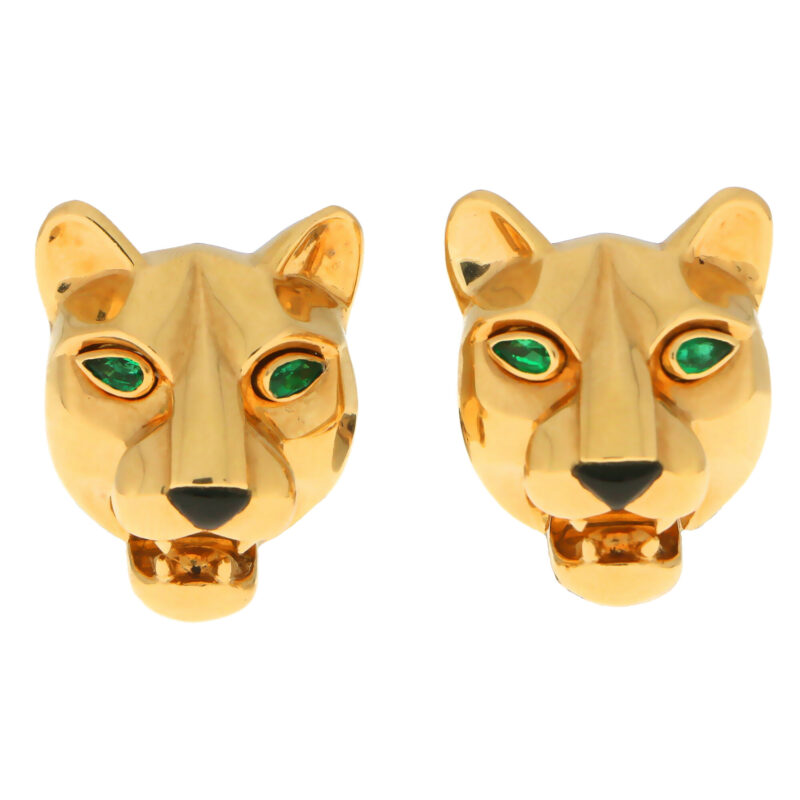 Cartier Emerald Eye Panther Clip Earrings