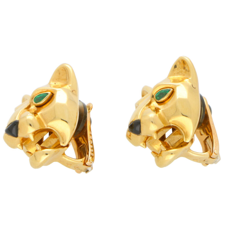 Cartier Emerald Eye Panther Clip Earrings